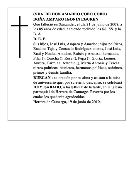 DOÑA AMPARO IGONIN EGUREN