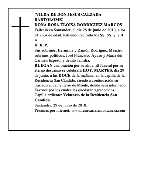 DOÑA ROSA ELOISA RODRIGUEZ MARCOS