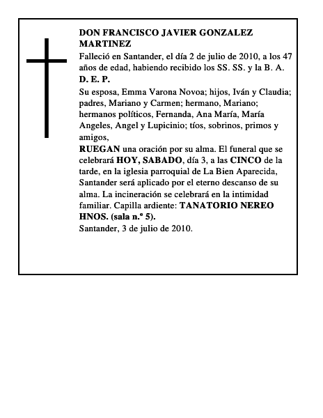 DON FRANCISCO JAVIER GONZALEZ MARTINEZ
