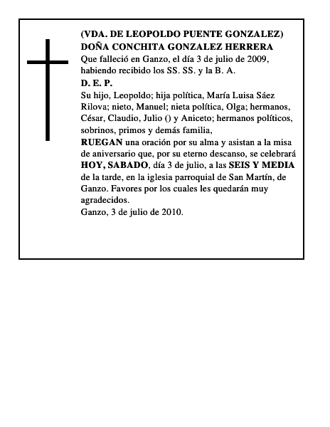 DOÑA CONCHITA GONZALEZ HERRERA