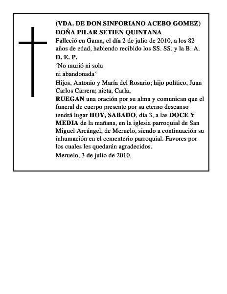 DOÑA PILAR SETIEN QUINTANA