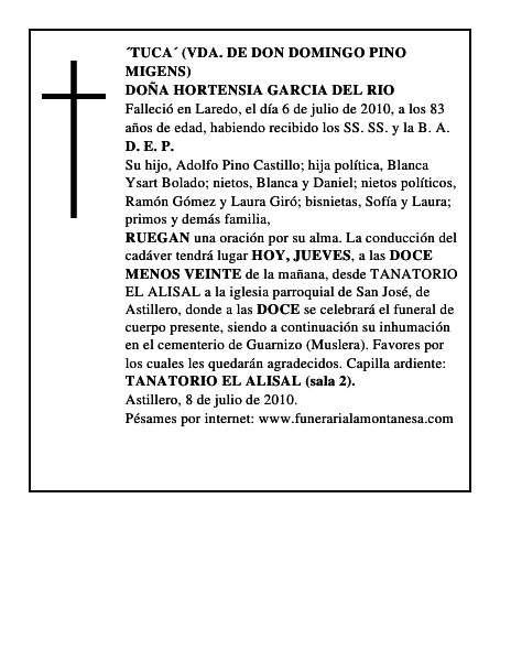 DOÑA HORTENSIA GARCIA DEL RIO