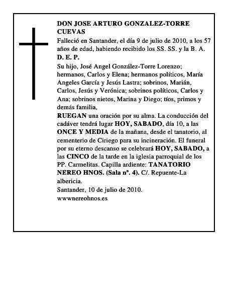 DON JOSE ARTURO GONZALEZ-TORRE CUEVAS