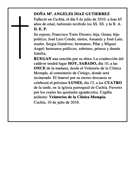 DOÑA Mª. ANGELES DIAZ GUTIERREZ