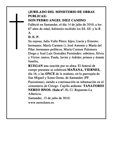 DON PEDRO ANGEL DIEZ CAMINO