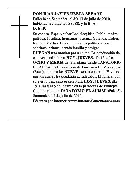 DON JUAN JAVIER URETA ARRANZ