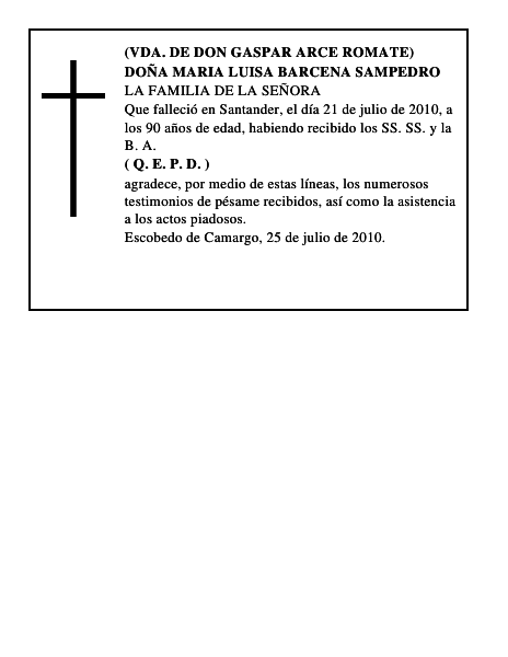 DOÑA MARIA LUISA BARCENA SAMPEDRO