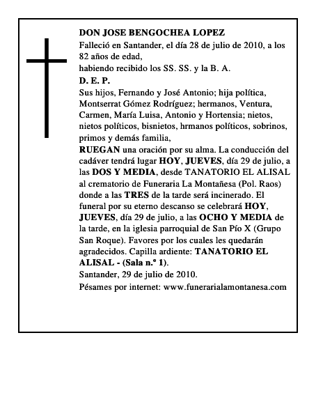 DON JOSE BENGOCHEA LOPEZ