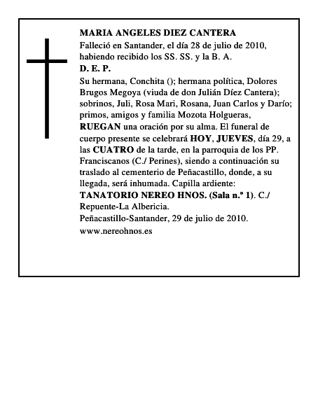 MARIA ANGELES DIEZ CANTERA