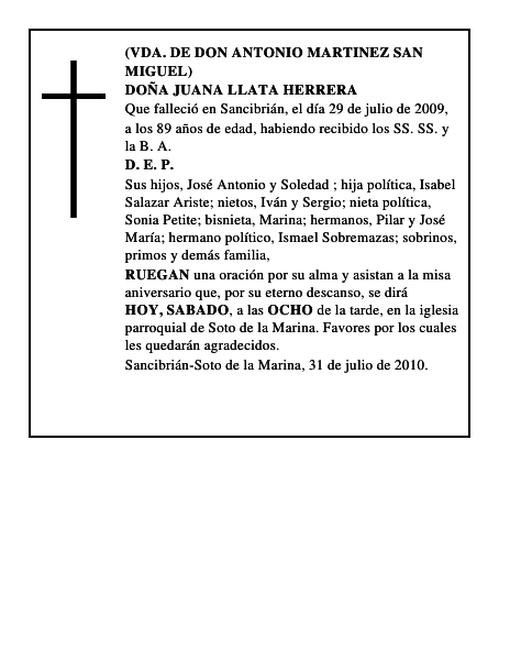 DOÑA JUANA LLATA HERRERA