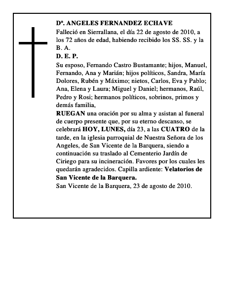 Dª. ANGELES FERNANDEZ ECHAVE