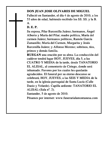 DON JUAN JOSE OLIVARES DE MIGUEL
