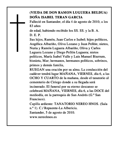 DOÑA ISABEL TERAN GARCIA