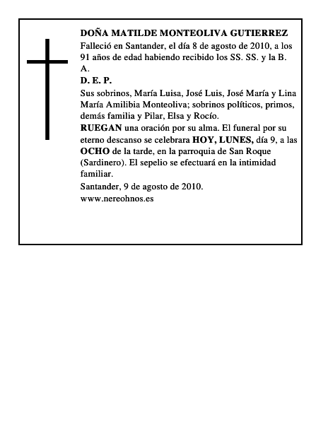DOÑA MATILDE MONTEOLIVA GUTIERREZ