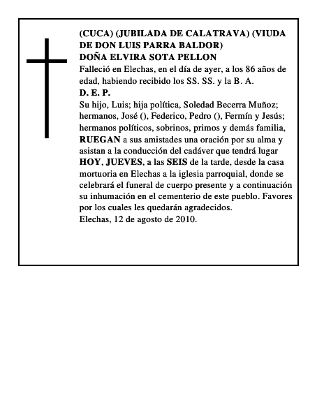 DOÑA ELVIRA SOTA PELLON