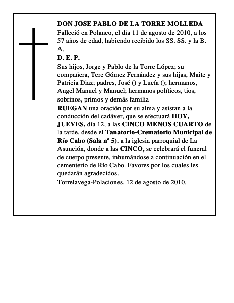 DON JOSE PABLO DE LA TORRE MOLLEDA