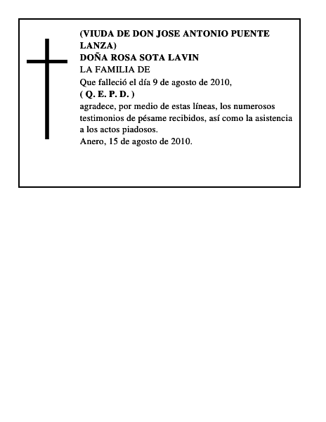 DOÑA ROSA SOTA LAVIN