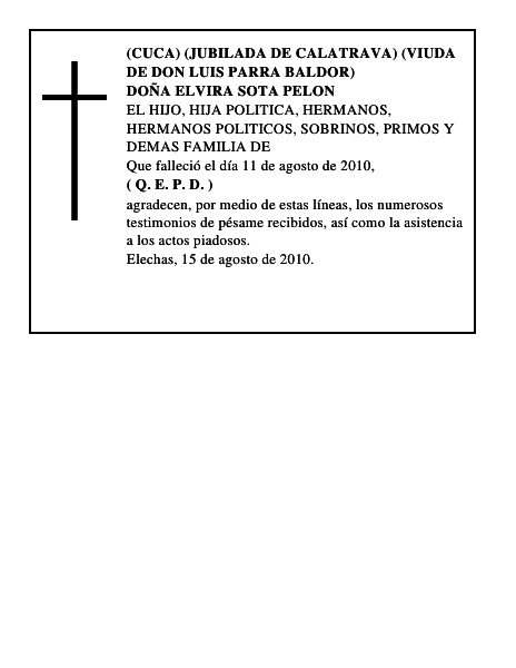 DOÑA ELVIRA SOTA PELON