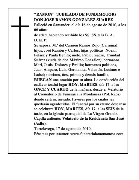 DON JOSE RAMON GONZALEZ SUAREZ