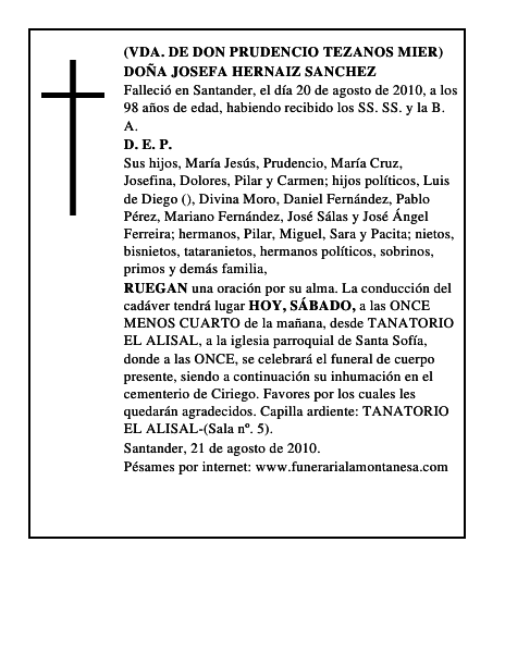 DOÑA JOSEFA HERNAIZ SANCHEZ