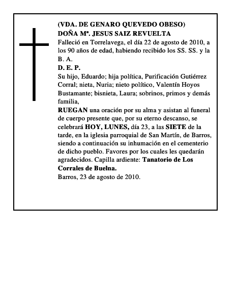 DOÑA Mª. JESUS SAIZ REVUELTA