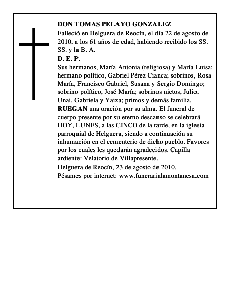 DON TOMAS PELAYO GONZALEZ