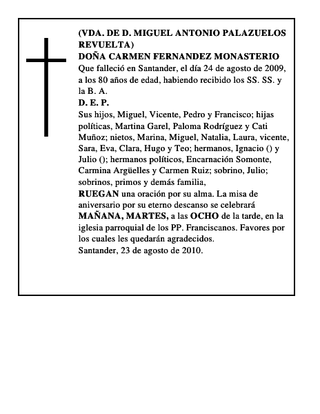 DOÑA CARMEN FERNANDEZ MONASTERIO