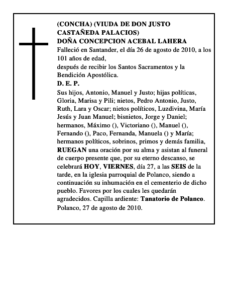 DOÑA CONCEPCION ACEBAL LAHERA