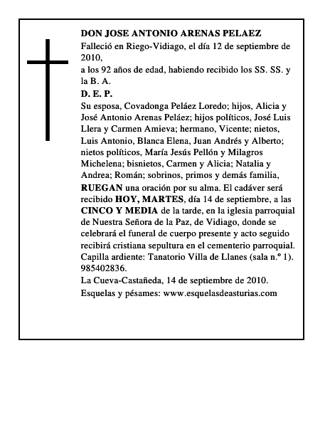 DON JOSE ANTONIO ARENAS PELAEZ