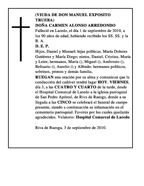 DOÑA CARMEN ALONSO ARREDONDO