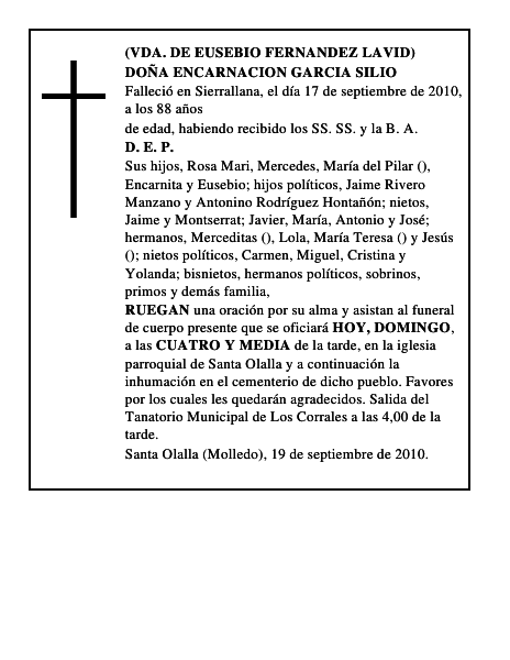 DOÑA ENCARNACION GARCIA SILIO