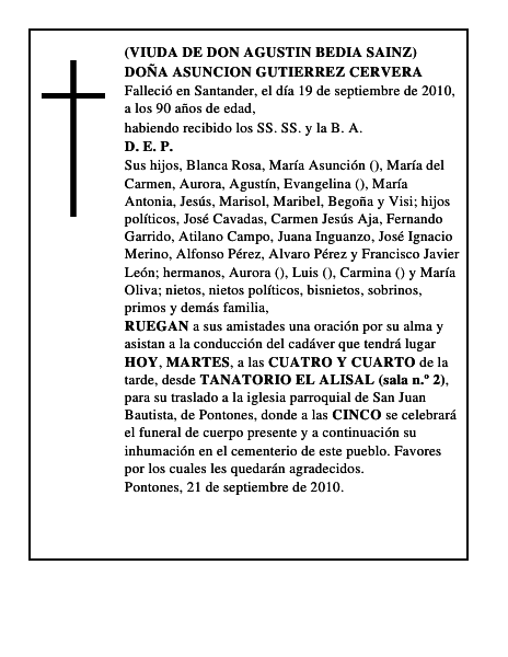 DOÑA ASUNCION GUTIERREZ CERVERA