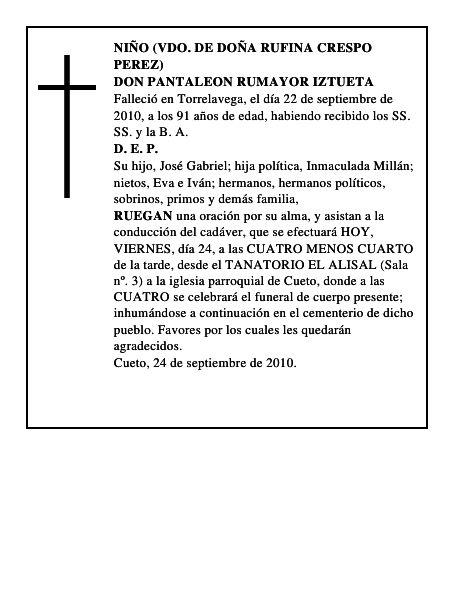 DON PANTALEON RUMAYOR IZTUETA