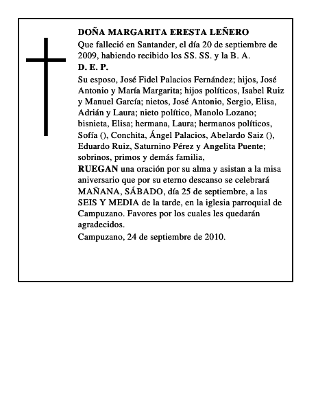 DOÑA MARGARITA ERESTA LEÑERO