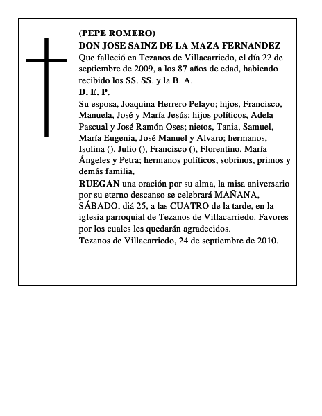DON JOSE SAINZ DE LA MAZA FERNANDEZ