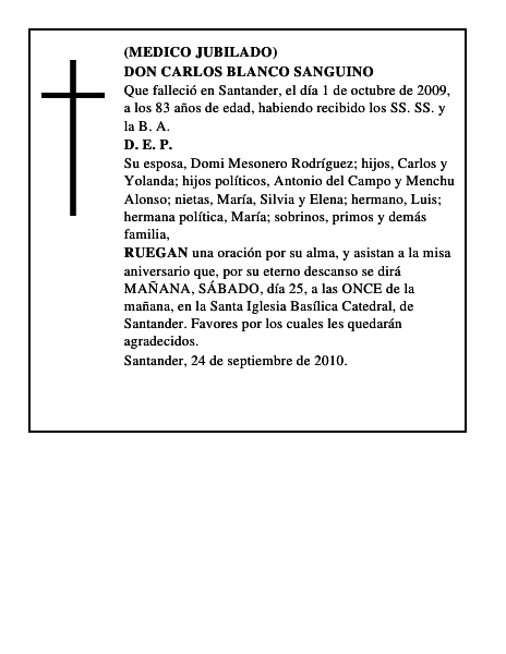 DON CARLOS BLANCO SANGUINO
