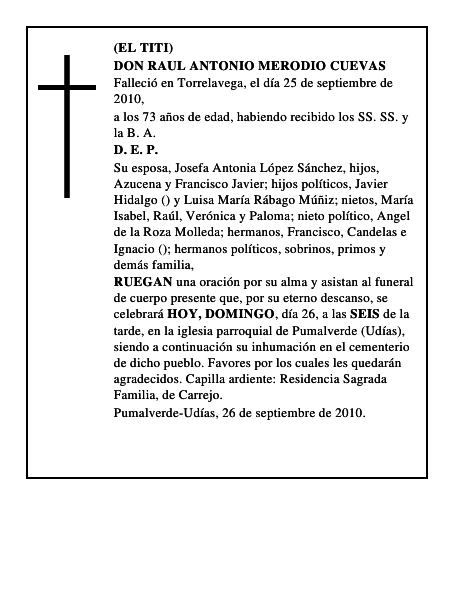 DON RAUL ANTONIO MERODIO CUEVAS