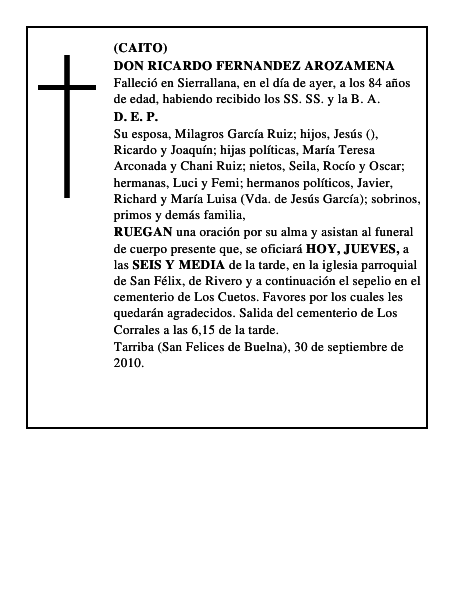 DON RICARDO FERNANDEZ AROZAMENA