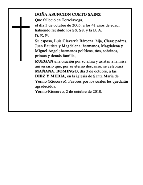 DOÑA ASUNCION CUETO SAINZ
