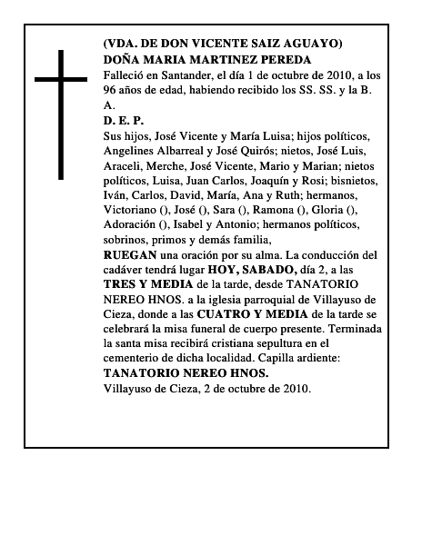 DOÑA MARIA MARTINEZ PEREDA