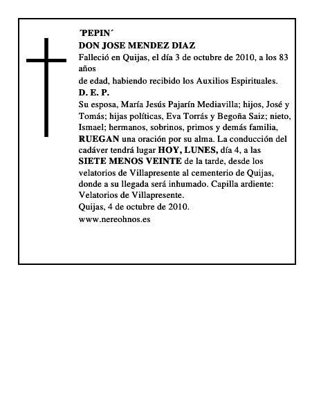 DON JOSE MENDEZ DIAZ