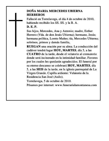 DOÑA MARIA MERCEDES UBIERNA HERREROS