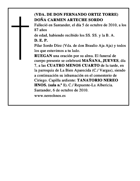 DOÑA CARMEN ARTECHE SORDO