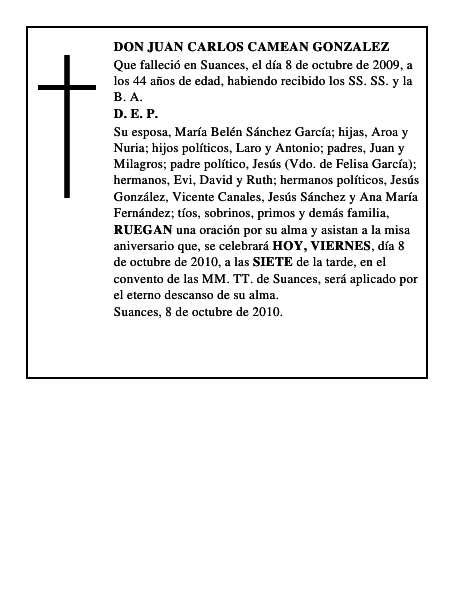 DON JUAN CARLOS CAMEAN GONZALEZ