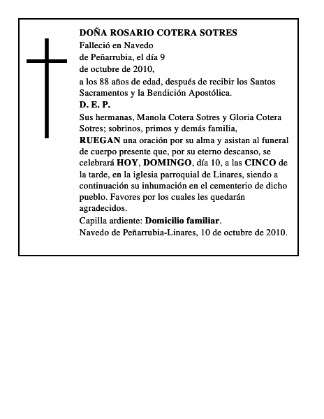 DOÑA ROSARIO COTERA SOTRES