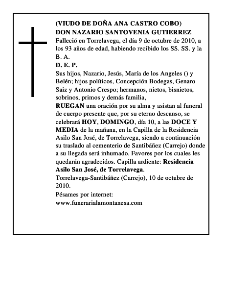 DON NAZARIO SANTOVENIA GUTIERREZ