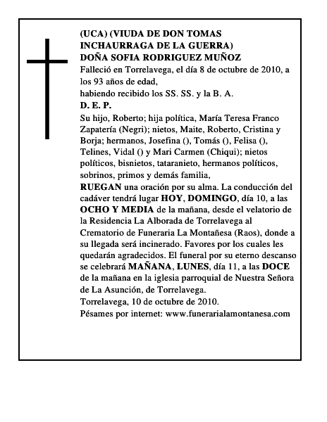 DOÑA SOFIA RODRIGUEZ MUÑOZ