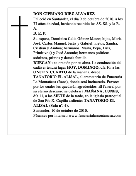 DON CIPRIANO DIEZ ALVAREZ