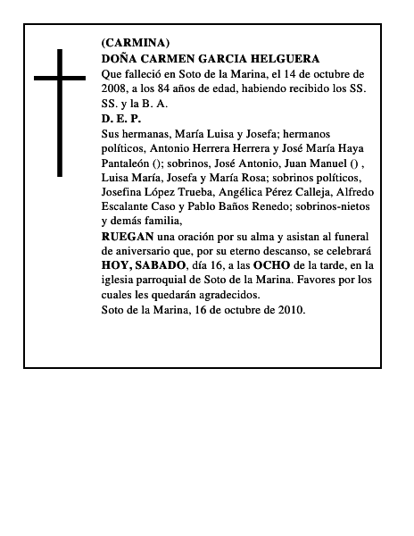 DOÑA CARMEN GARCIA HELGUERA