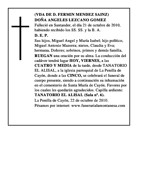 DOÑA ANGELES LEZCANO GOMEZ